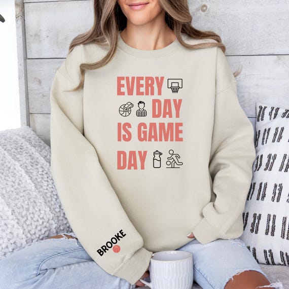 Basketball Mom Sweatshirt Custom Name on Sleeve Basketball Mama