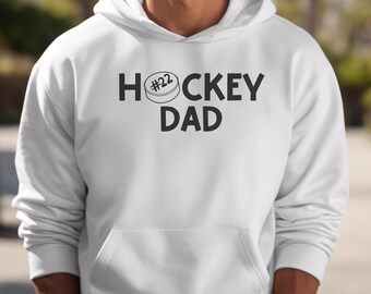 Sweatshirt hockey vader met spelersnummer aangepast hockeycadeau voor vader Hockey vader hoodie voor toernooi Vaderdagcadeau hockeyliefhebber trui