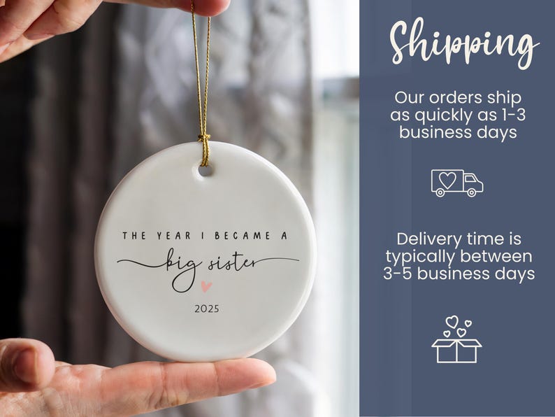 Big Sister Christmas Ornament The Year I Became a Big Sister Custom Big Sis Reveal New Sibling Gift Personalize Year Pregnancy Announcement