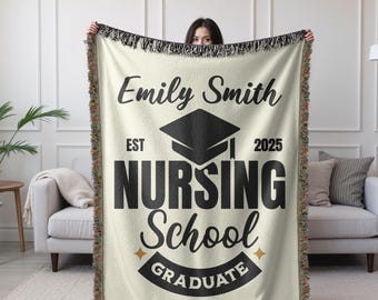 Nursing School Graduates Woven Blanket Graduation Nurse School Nurses Grad Gift Throw Blankets New Nurse RN Gift-Future Nurse Schooling