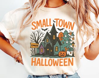Comfort Colors Small Town Halloween Shirt Custom Zip Code Spooky Season Gift Tshirt Fall October Tee Halloween Country Girl Southern Girl