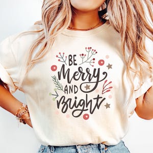 Cute Comfort Colors Merry and Bright Christmas Shirt Merry Christmas T-shirt Merry and Bright Nurse T-shirt Xmas Shopping Outfit Teacher Tee