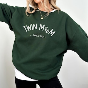 Twin Mom Crewneck Sweatshirt Mama Twin Gifts New Twin Mom Shirt Mother&#39;s Day Gift For Twin Mom Mom of Twins Announcement Shirt Twin Mom Club