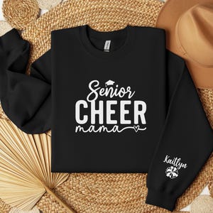 Benutzerdefiniertes Senior Cheer Mama-Sweatshirt Personalisiertes Beifall-Crewneck Senior-Beifall-Mama-Tryout-Geschenk-Konkurrenz-Team All-Star-Ende der Saisongeschenke