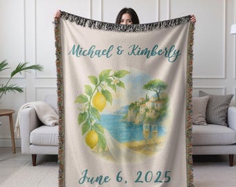 Custom Italian Wedding Blanket Personalized Amalfi Coast Couples Blanket Thats Amore Italian Engagement Keepsake Italy Newlywed Wedding Gift