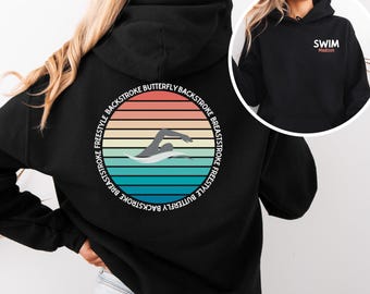 Personalized Swimmer Sweatshirt Gift For Swimmer Girl Retro Swim Hoodie Custom Swimming Sweatshirt Competitive Swim Lover Tee Swim Team Meet