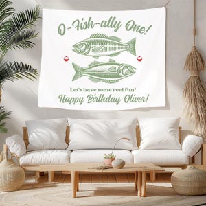 O-Fish-ally One Birthday Banner Custom Fishing Theme First Birthday Decoration Personalized 1st Bday Welcome Sign Bass Fish Party Photo Sign