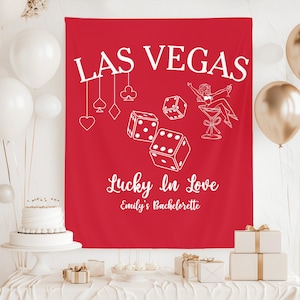 Lucky In Love Bachelorette Banner Custom Las Vegas Bridal Shower Decoration Casino Night Theme Bach Sign Bride Girls Weekend Jackpot Decor