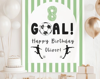 Custom Soccer Theme Birthday Decoration Banner Soccer Party Decor Personalize Fútbol Celebrate Sign Welcome Kid Age Birthday Photo Backdrop