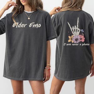 It Was Never A Phase Elder Emo Shirt Emo Moms Skeleton Tee Elder Emo Club Tshirt Gift for Emo Mom Women&#39;s Emo Shirt Pop Punk Gift Emo Fan