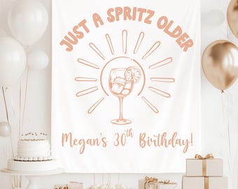 Gewoon een Spritz ouder Aperol Spritz verjaardagsfeestje banner Italiaans thema mijlpaal verjaardag brunch teken Aperol Spritz decor 30e foto achtergrond