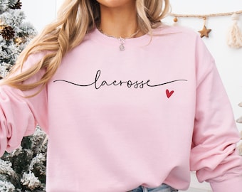 Lacrosse Sweatshirt with Heart Comfort Colors Shirt Lacrosse Lover Cozy Gildan Crewneck Lacrosse Mom LAX Team Gift Lacrosse Coach T-shirt