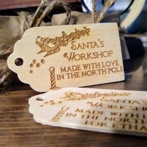 Santa's Workshop Made in the North Pole Wooden Gift Tag