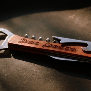 Personalized Bottle Opener and Wine Corkscrew with 4 Tools