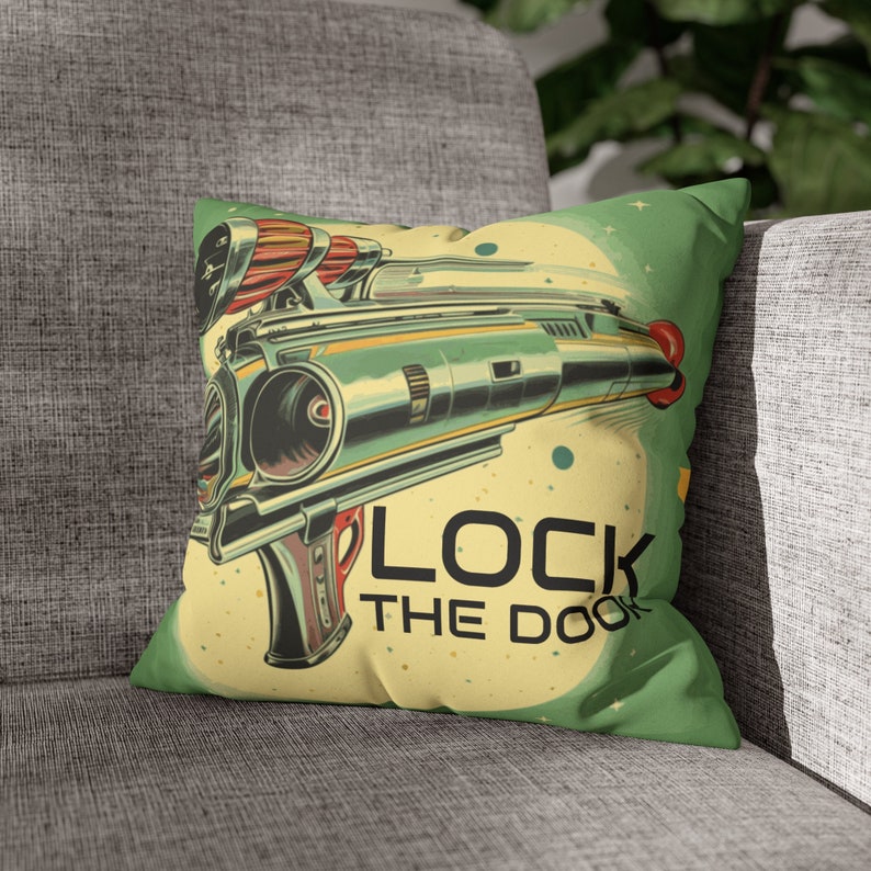 Lock the Door and Hope they Don't have Blasters Sci-Fi Faux Suede Square Pillow Case image 6