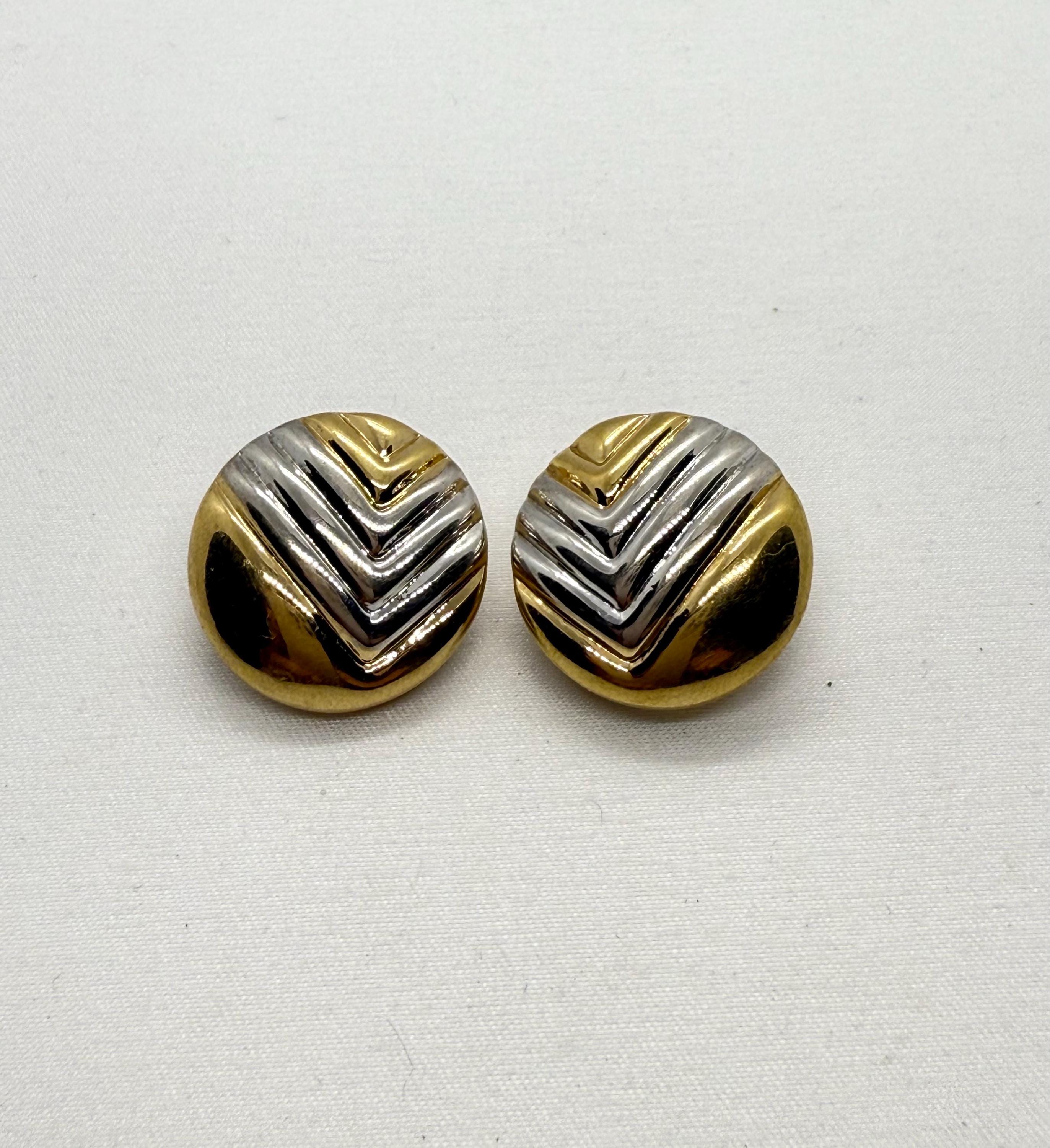 Boucles D'oreilles Vintage Clips - Signées Sabine Doré, Triangle - Bon état