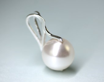 Pendant for chain 12mm crystal pearl on sterling bail, gift for her by Art4Ear, add your chain