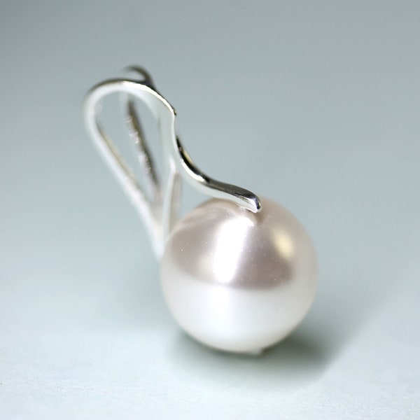 Pendant for chain 12mm crystal pearl on sterling bail, gift for her by Art4Ear, add your chain