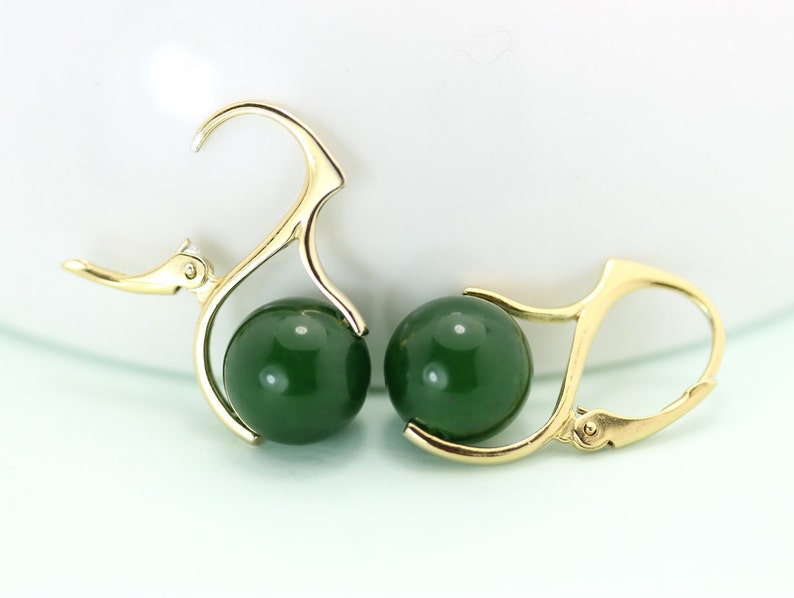 Canadian Jade European Lever Back Earrings in Gold Plated or Etsy