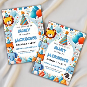 Bluey Birthday Invitation Template, Digital Editable Kids Party Invite, Bluey Party Invite, Digital Birthday Party Invitation