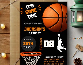 Basketball Birthday Invitation, Sports Theme Party (Instant Download)