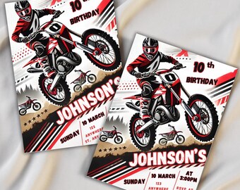 Convite de aniversário de motocross editável, festa de motocross (download instantâneo)