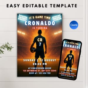Bearbeitbare Fußball-Party-Einladung, Fußball-Geburtstag einladen, Kinder-Fußball einladen, Fußball-Geburtstag einladen, sofort-Download