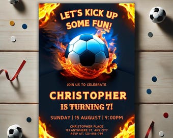 Soccer Birthday Invitation, Editable Kids Party Invite (Instant Download)