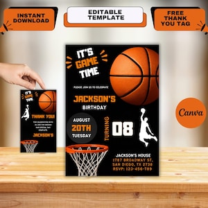 Basketball Invitation, Basketball Birthday Invitation, Sports Theme, Printable Basketball Theme Party, Instant Download