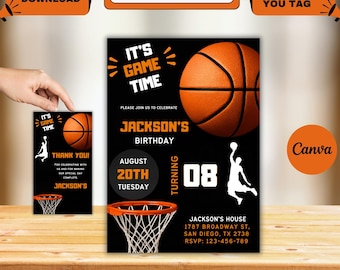 Basketball Invitation, Basketball Birthday Invitation, Sports Theme, Printable Basketball Theme Party, Instant Download