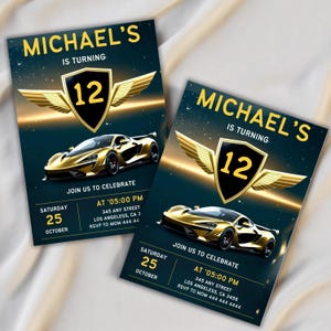 Lamborghini Birthday Invitation, Race Cars Invitation, Car Birthday Invite, Sport Car Birthday, Editable Template, Instant Download