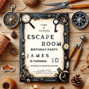 Escape Room Birthday Invite, Mystery Birthday Invitation, Teen Escape Room Party, Detective Game Night, Escape Room Party, Instant Download