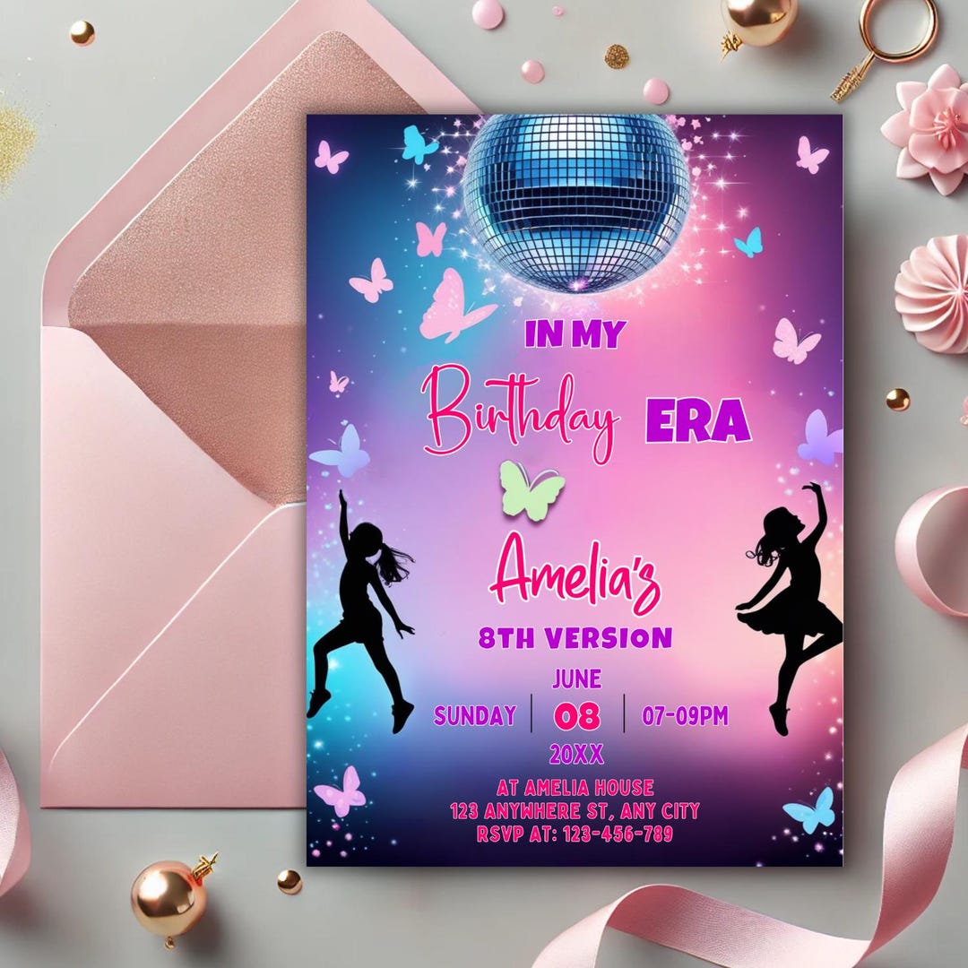 Editable In My Birthday Era Invitation Teen Birthday Girl Music Party 