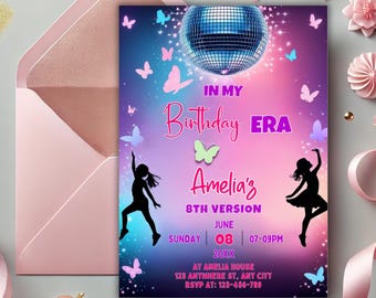 Editable Birthday Era Invitation, Teen Music Party (Canva Digital Download)