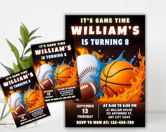 Editable Sports Birthday Invitation, All-Star Theme (Digital Download)