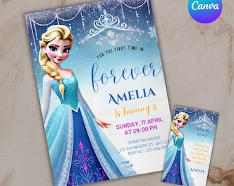 Elsa Frozen Birthday Invitation, Editable Princess Party (Digital Download)