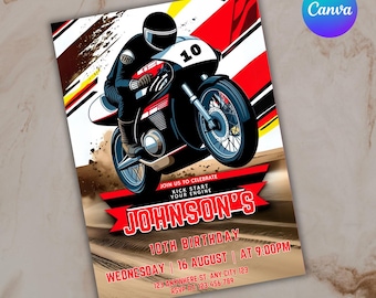 Editable Motorbike Birthday Party Invitation, Boys Dirt Bike Invite, Motorbike Party Evite, Motocross Invitation, Instant Download