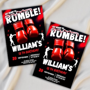 Boxing Birthday Invitation, Boxing Invite, Fight Invitation, Boxing Birthday Party, MMA Fighter Boy, Instant Download Editable