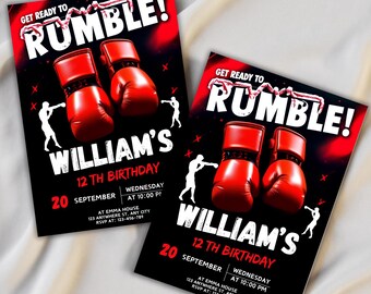 Boxing Birthday Invitation, MMA Fighter Theme (Instant Download)