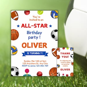 Convite esportivo editável All Star, convite esportivo, convite para festa esportiva, convite para festa de aniversário faça você mesmo, modelo editável