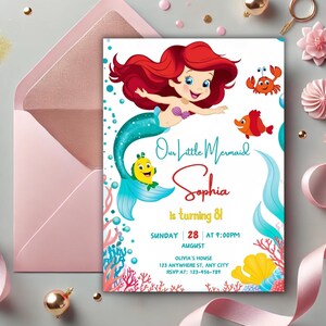 Mermaid Birthday Invitation, Mermaid Party Invite, Under the Sea Invitation, Girls Mermaid Sea Theme, Mermaid Invite, Instant Download