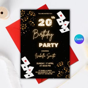 Casino Birthday Invitation, Poker Birthday Invite, Casino Night Invitation, Playing Cards Poker Casino, Instant Download