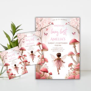 Fairy First Birthday Invitation, Floral Magical Princess Party, Enchanted Birthday Invite, Editable Fairy Birthday, Instant Download