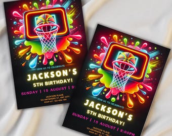 Basketball Birthday Invitation, Sports Theme (Digital Download)
