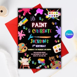 Paint Party Birthday Invitation, Art Birthday Party Invitation, Art Party Invite, Paint & Celebrate Art Party Invite, Instant Download