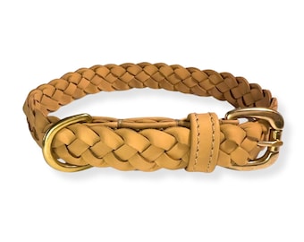 Windsor Dog Collar – Hand Braided Compostable Buffalo Leather | Eco-Friendly & Durable | natural, chalk, pear, pink or grass | Georgie Paws