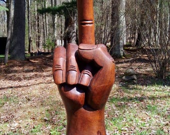 Folk Art, Mahogany Middle Finger, owned by famous sports writer, Frank E. Slocum