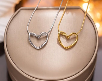 HEART STAINLESS STEEL 18K Gold Plated Pvd Pendant Necklace