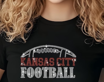 Kansas City Football Rhinestone Shirt: Game Day Sparkle Tee