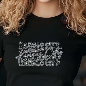Kansas City Rhinestone Football T-Shirt - Sparkly Game Day Tee for Fans, Tailgates & Sports Events - Game Day Gift for Football Lovers